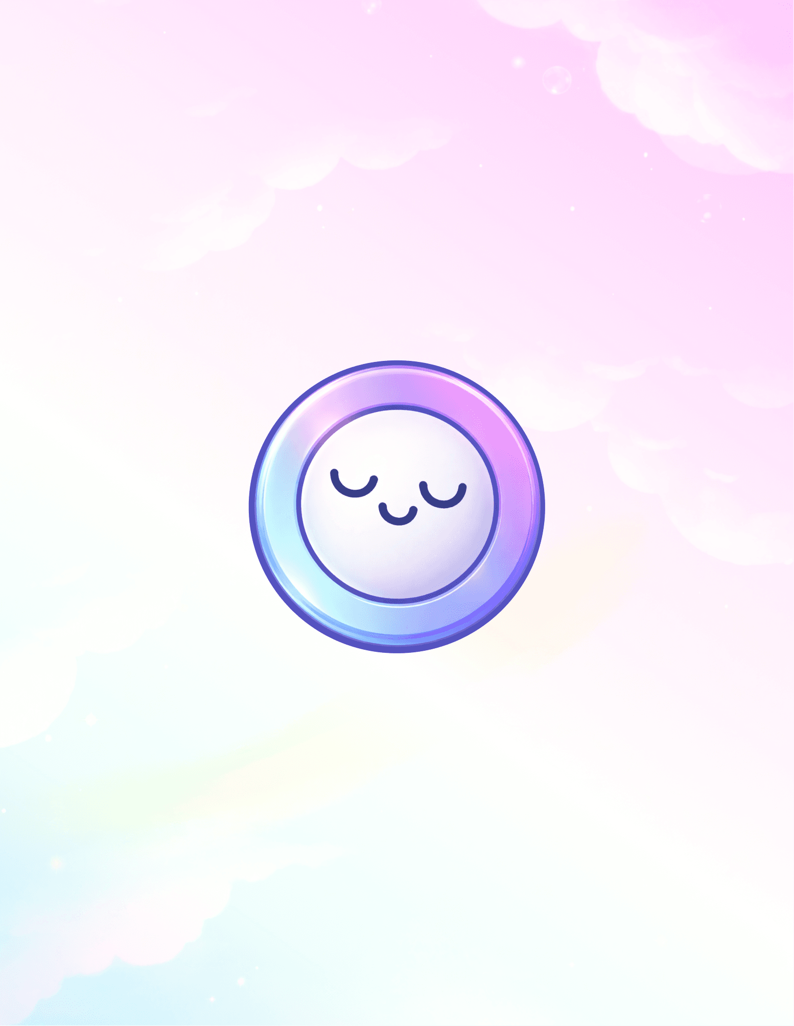 PreeMe face symbol in 3D against soft gradient clouds
