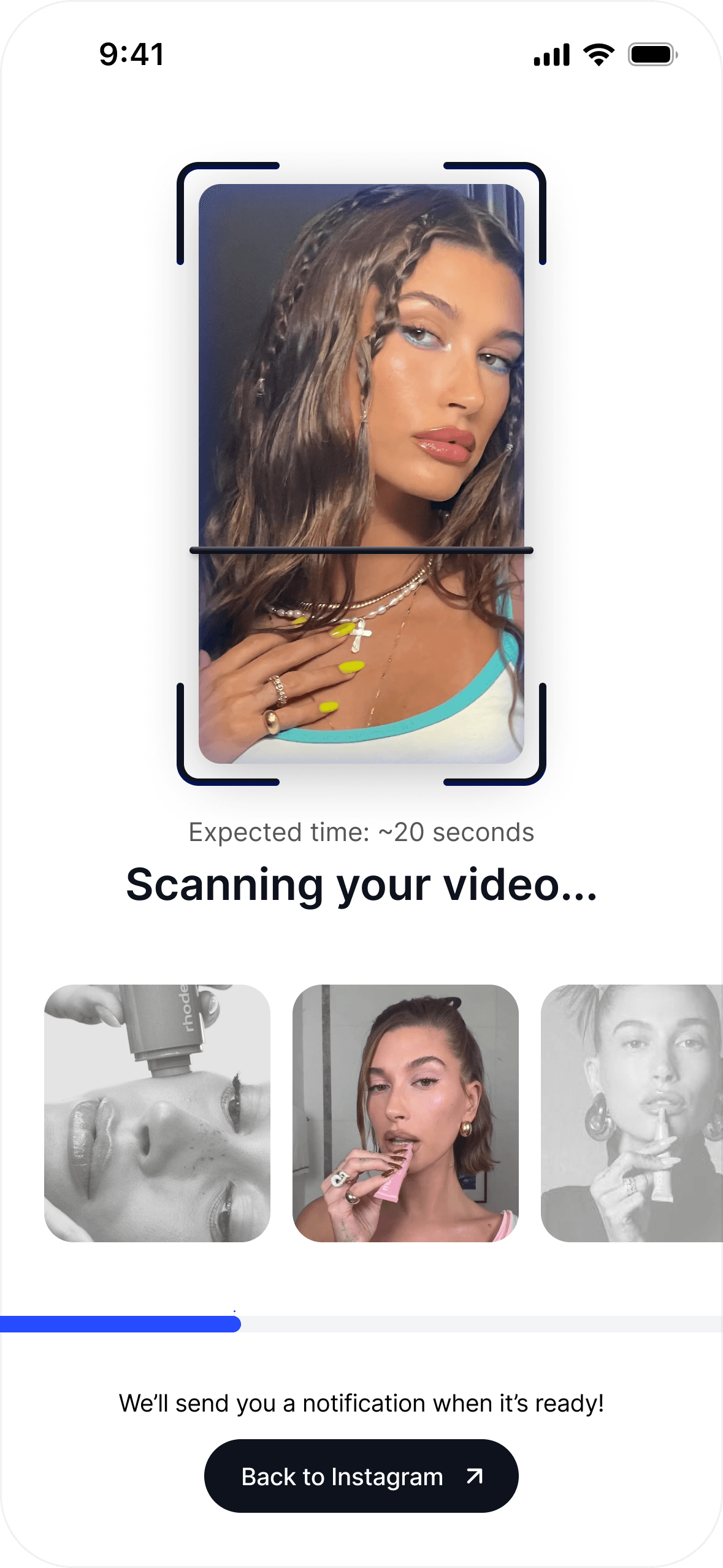 Early Reco loading alternative with video previews and a notification message